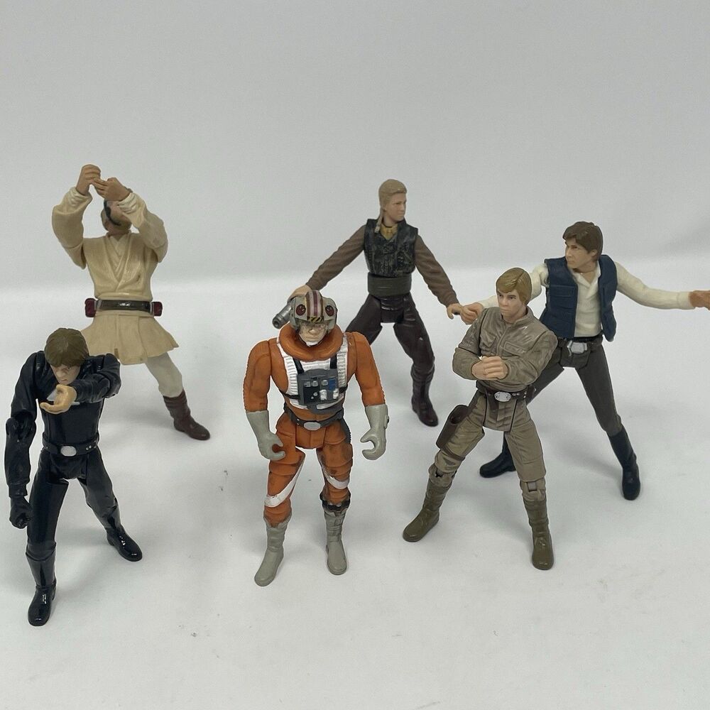 Star Wars Luke Skywalker Figure‎ Lot Han Solo Obi-Wan Anakin 3.75 Hasbro Kenner